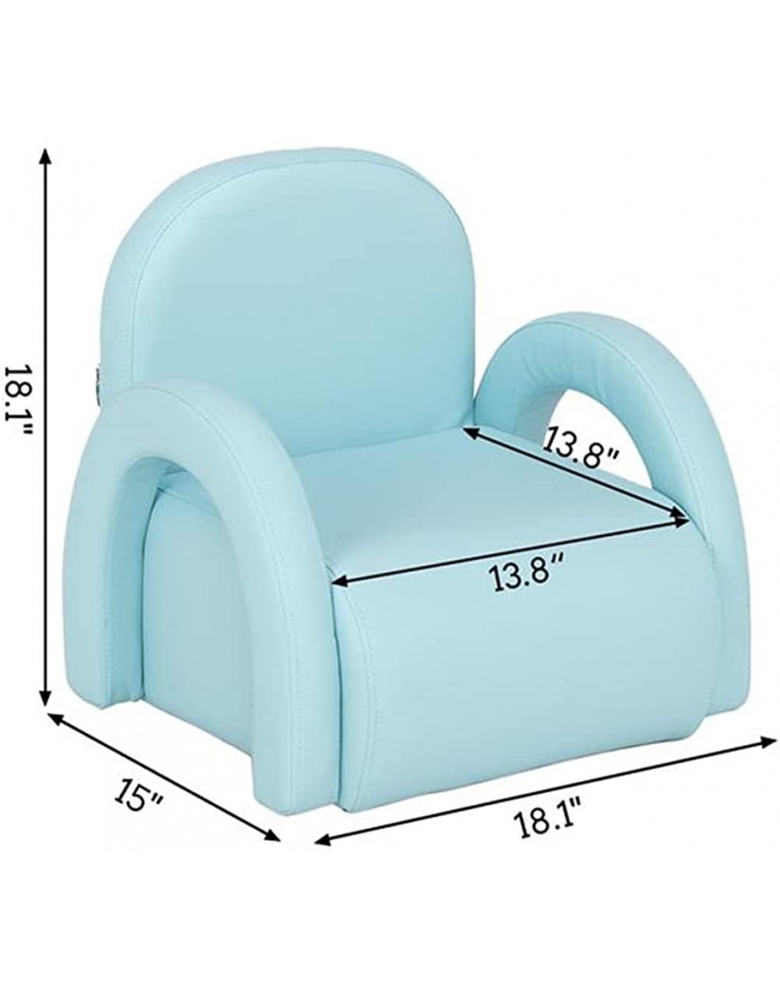 TTJZ Children's Single Sofa Rainbow Shape Sky Blue Leather Little Princess Style with Footrest for Boys and Girls ​Gift - BLRK8ULXK