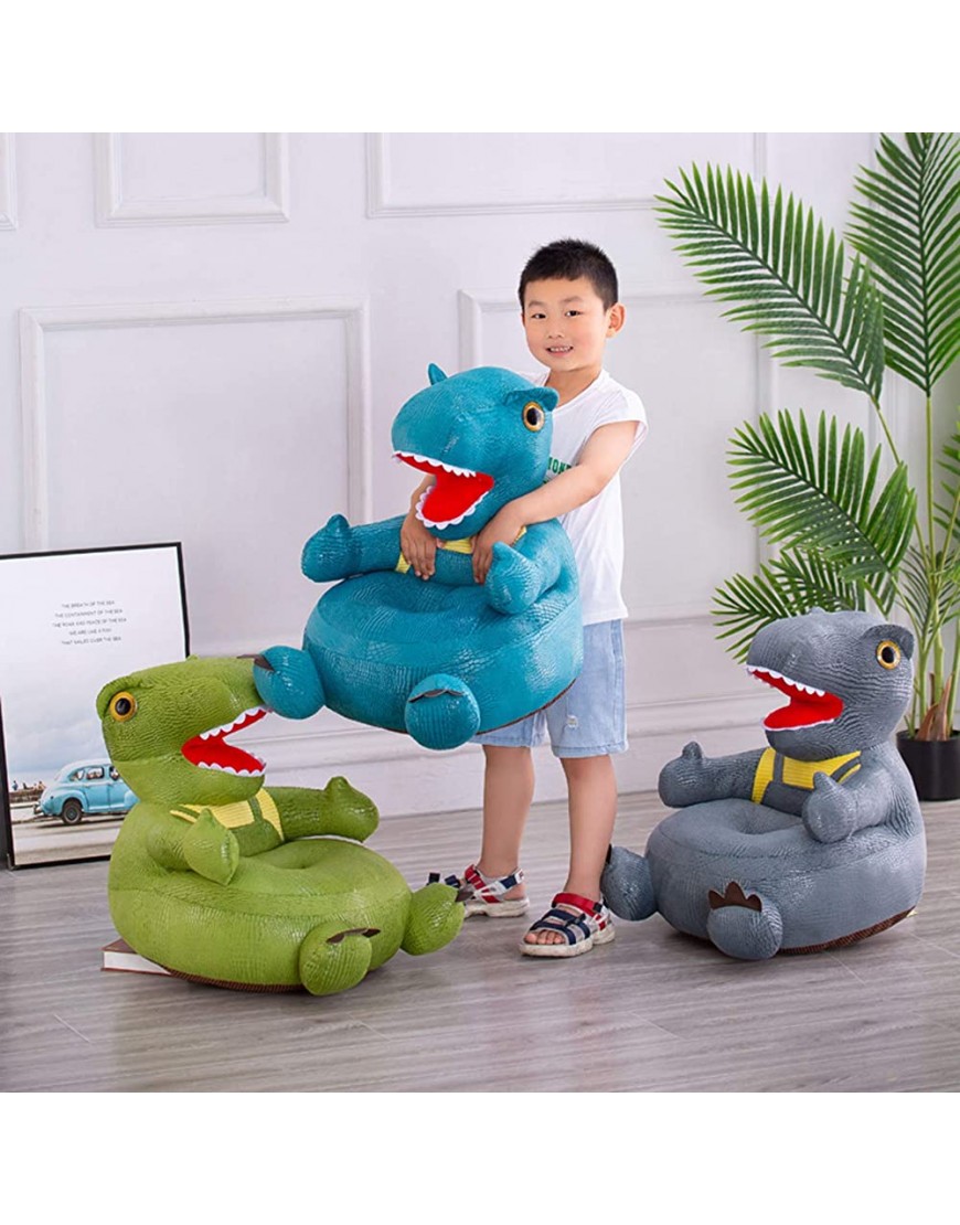 Youmeer Dinosaur-Shaped Plush Kids Sofa Cute Cartoon Figure Soft Floor Chair Toy with Backrest Armrest for Toddler Learning to Sit Settee for Playroom Livingroom Good Companion for Kids Blue - B5S4K12XD