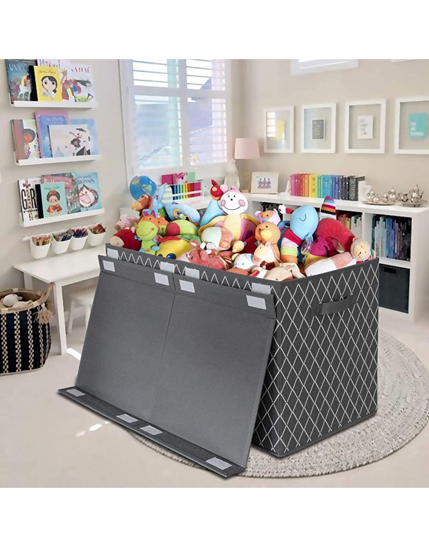 2 Pack Kids Toy Box Chest Storage with Flip-Top Lid Collapsible Toys Boxes Bin Organizer for Nursery,Playroom,Closet1 Light Grey+1 Dark Grey - BIYEZVF3T