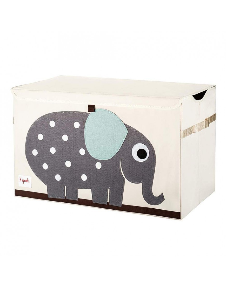 3 Sprouts Collapsible Toy Chest Storage Organizer Bin for Boys and Girls Playroom Nursery Bundle with Polka Dot Elephant and Rhino Designs 2 Pack - BATPV6SA7