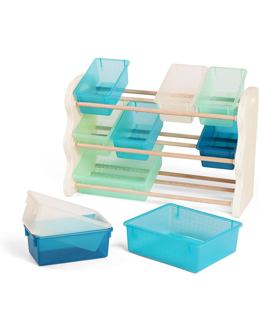 B. spaces by Battat – Totes Tidy Toy Organizer – Kids Furniture Set Storage Unit with 10 Stackable Bins – Ivory Sea and Mint - BH57GCMVL