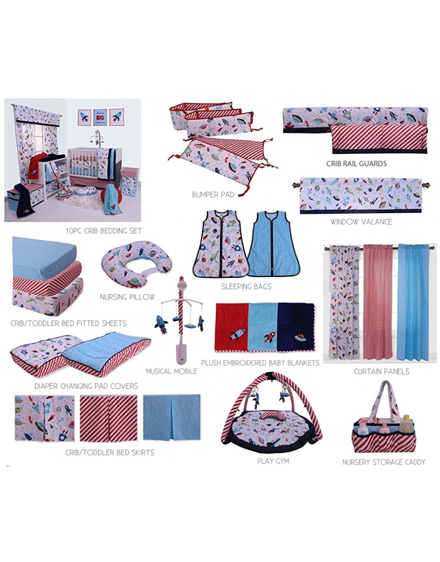 Bacati Space Multicolor Nursery Kids Room Storage Toy Chest - BN5N8ZQ0C