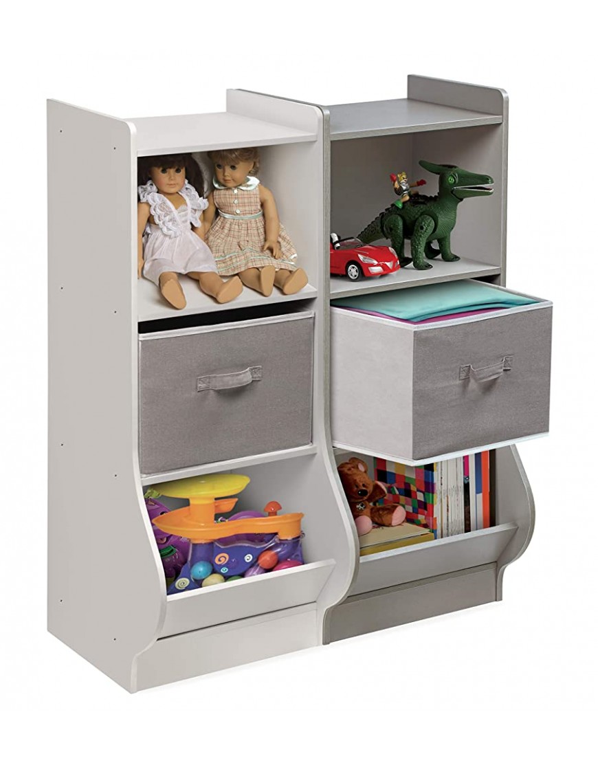 Badger Basket Upright Toy and Book Storage Nook with Reversible Basket for Kids White - BUNHP14TN