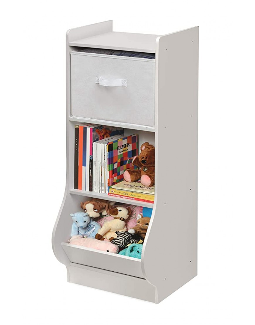 Badger Basket Upright Toy and Book Storage Nook with Reversible Basket for Kids White - BUNHP14TN