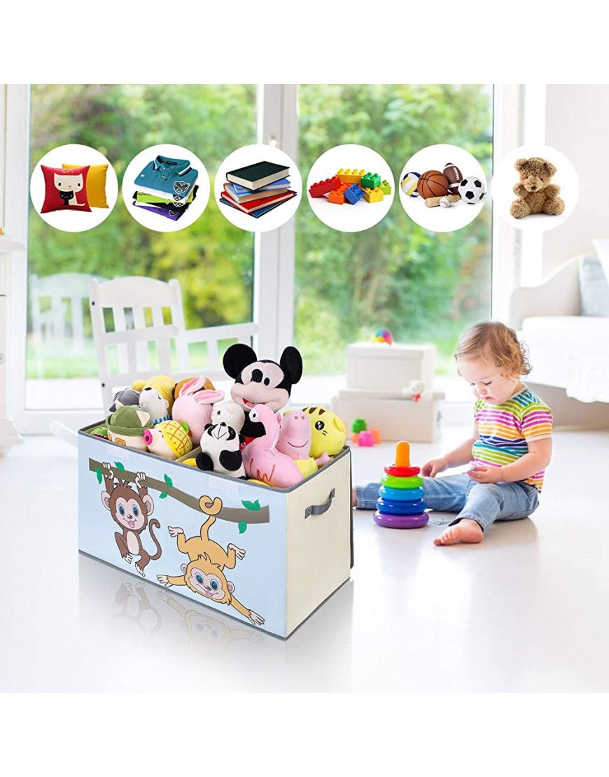 DIMJ Large Toy Chest 26 Inch Soft Fabric Toy Box for Children & Dog with Flip-top Lid Collapsible Toy Storage Organizer for Nursery Playroom Closet Living Room - BDFBEGL1A