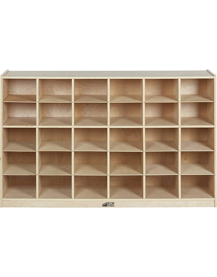 ECR4Kids Birch 30 Cubby Tray Cabinet Kids Toy Storage Organizer with Rolling Casters Hardwood Mobile Storage Cabinet for Classroom Preschool and Homeschool Supplies - B4G36ALQZ