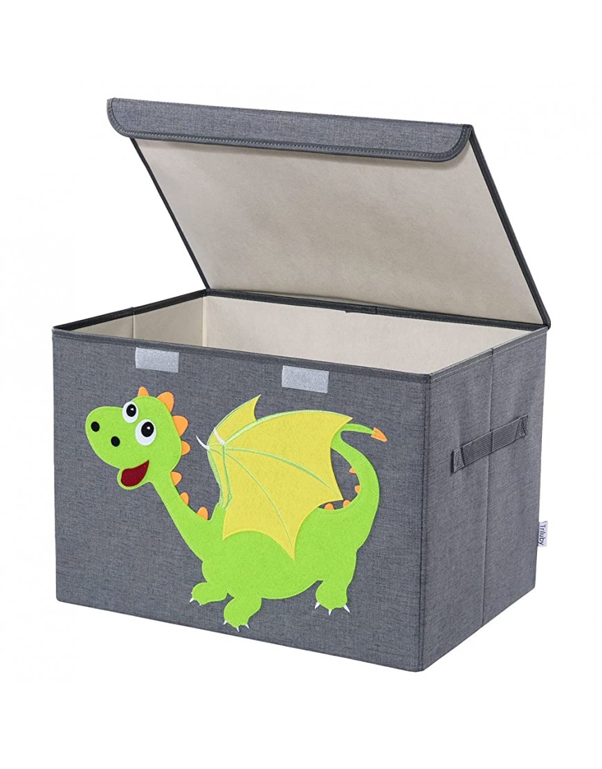 Foldable Kids Toy Chest with Lid Triluby Baby Toy Box Large Toy Storage Bin Organizer Basket Trunk for Boys Girls Toddler and Baby Nursery Room Dragon - B45KTBLIG