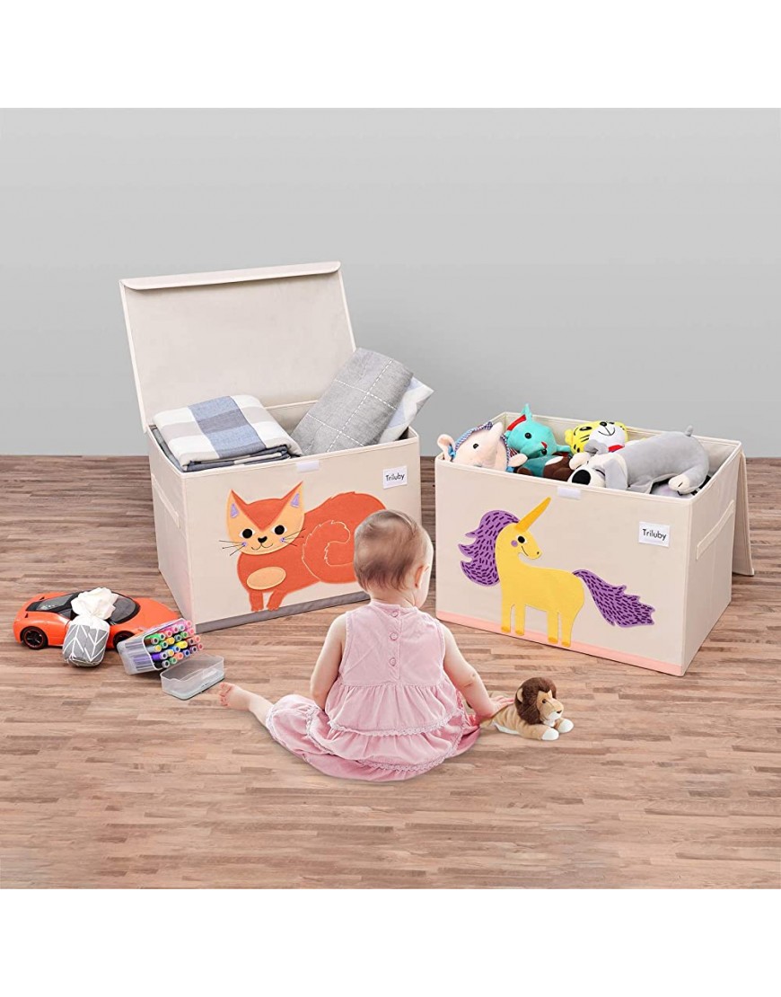 Foldable Toy Chest with Flip-Top Lid Baby Fabric Toy Box Children Collapsible Toy Storage Bin Organizer Basket Trunk for Kids Boys Girls Toddler and Baby Nursery RoomUnicorn - BLXLEEXL1
