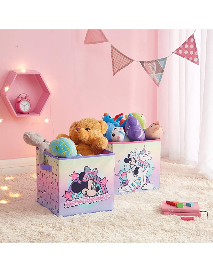 Idea Nuova Disney Minnie Mouse 2 Pack Collapsible Storage 11.5 Cubes with LED Lights - BJKUQI43L