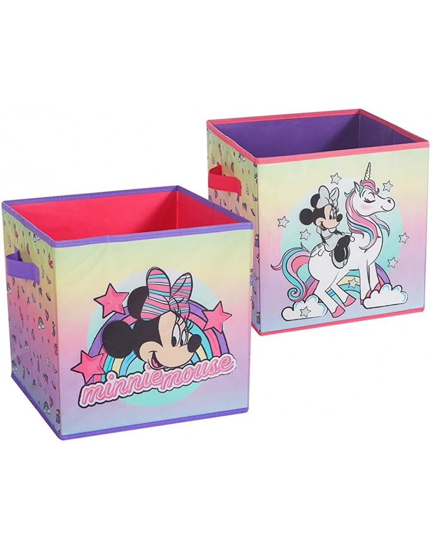 Idea Nuova Disney Minnie Mouse 2 Pack Collapsible Storage 11.5" Cubes with LED Lights - BJKUQI43L