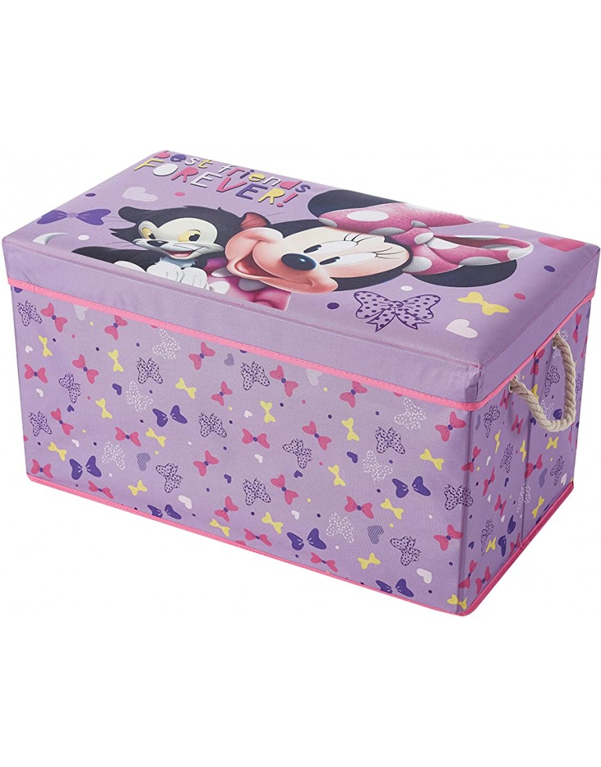 Idea Nuova Disney Minnie Mouse Collapsible Toy Storage Bench and Ottoman 14.5 H x 14.5 D x 25 L - BXYTEMPEU
