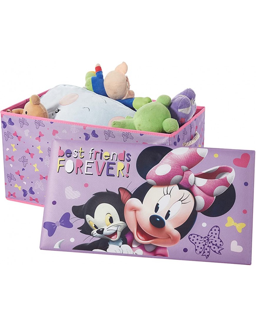 Idea Nuova Disney Minnie Mouse Collapsible Toy Storage Bench and Ottoman 14.5" H x 14.5" D x 25" L - BXYTEMPEU