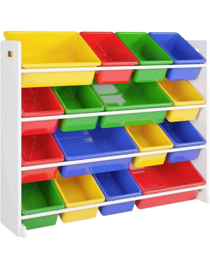Kids' Toy Storage Organizer with 16 Plastic Bins Toddler Furniture Set Storage Unit with Handles for Kid's Bedroom Playroom Multicolor - BB0XDG2B1