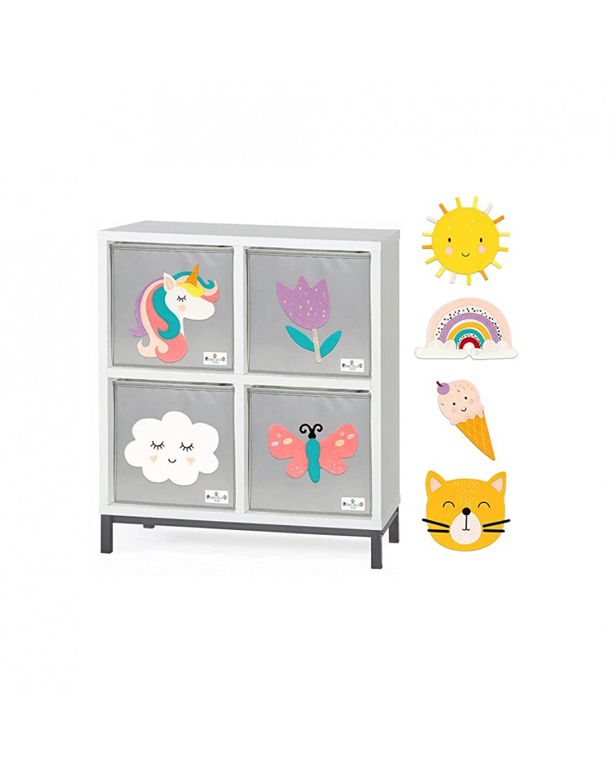 ONEOMI Kids Storage Cubes Toy Box Organizer Removable and Interchangeable Designs 4 Boxes 8 Designs. Shelving Not Included. - B52SSW58R