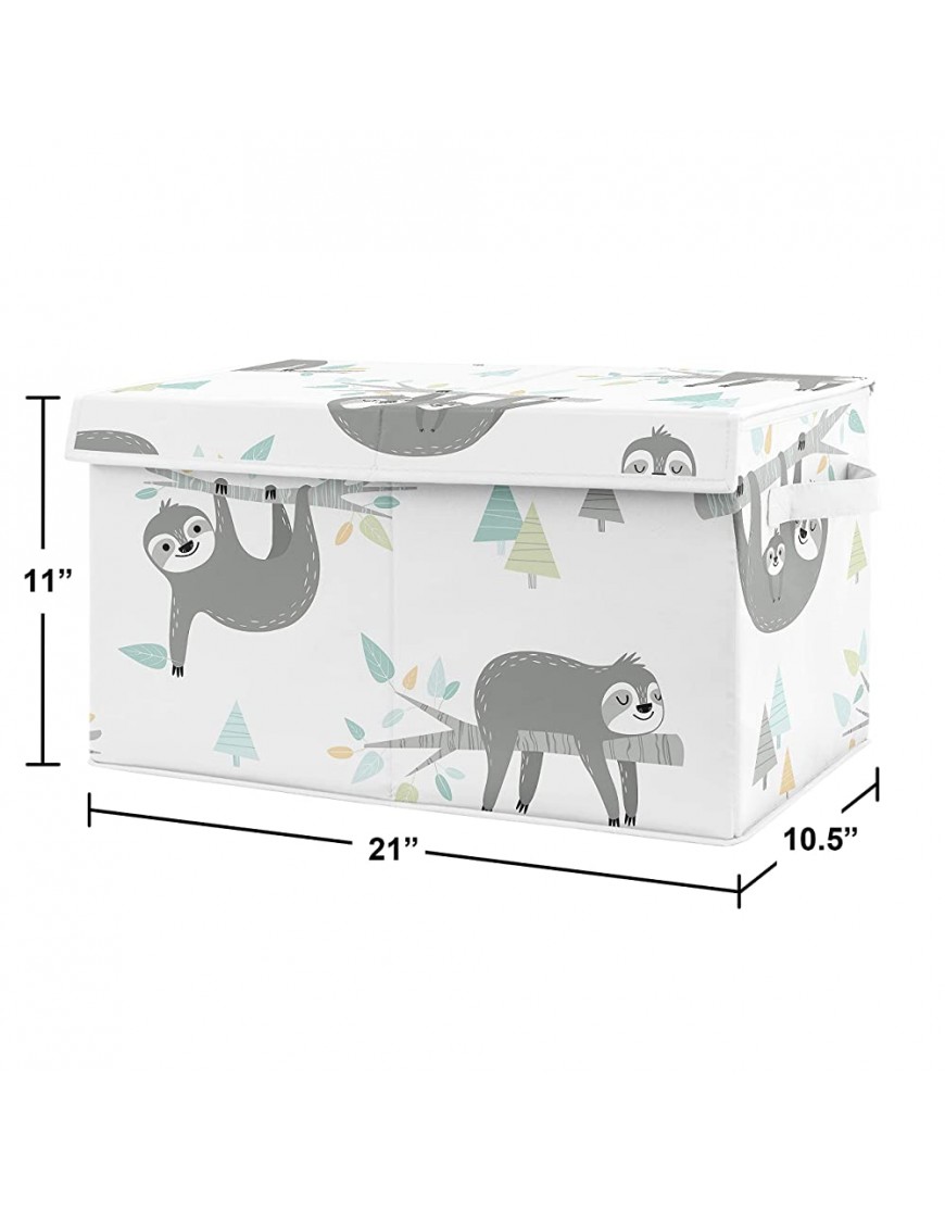 Sweet Jojo Designs Blue Jungle Sloth Boy or Girl Small Fabric Toy Bin Storage Box Chest for Baby Nursery or Kids Room Turquoise Grey and Green Tropical Botanical Rainforest - B68X3DKLX