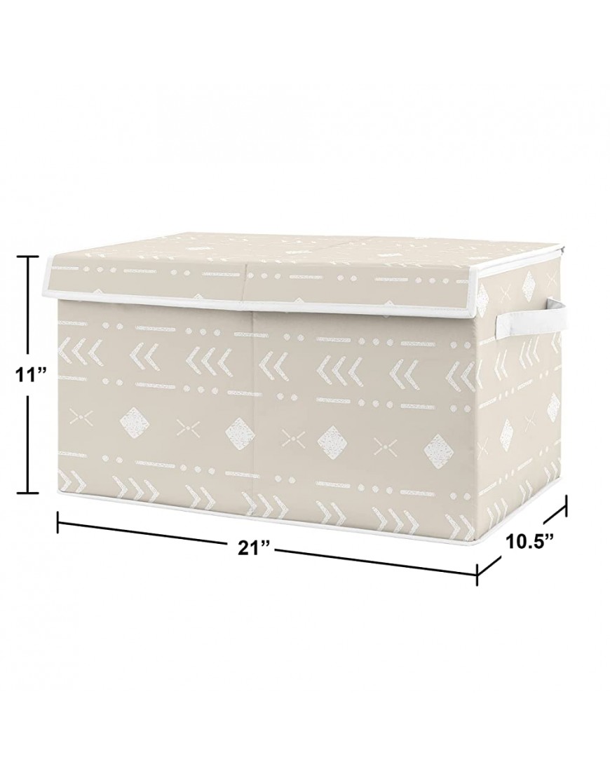 Sweet Jojo Designs Boho Aztec Geometric Boy Girl Small Fabric Toy Bin Storage Box Chest for Baby Nursery Kid Room Gender Neutral Beige Taupe Tan White Bohemian Southwest Tribal for Llama Collection - BCPX4050V
