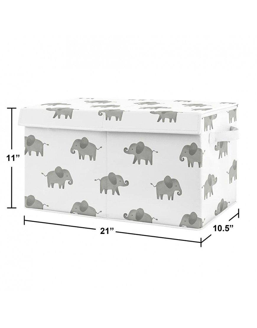 Sweet Jojo Designs Grey and White Elephant Boy or Girl Small Fabric Toy Bin Storage Box Chest for Baby Nursery or Kids Room Gray Watercolor Safari Jungle Animal - B2ZR09EL1