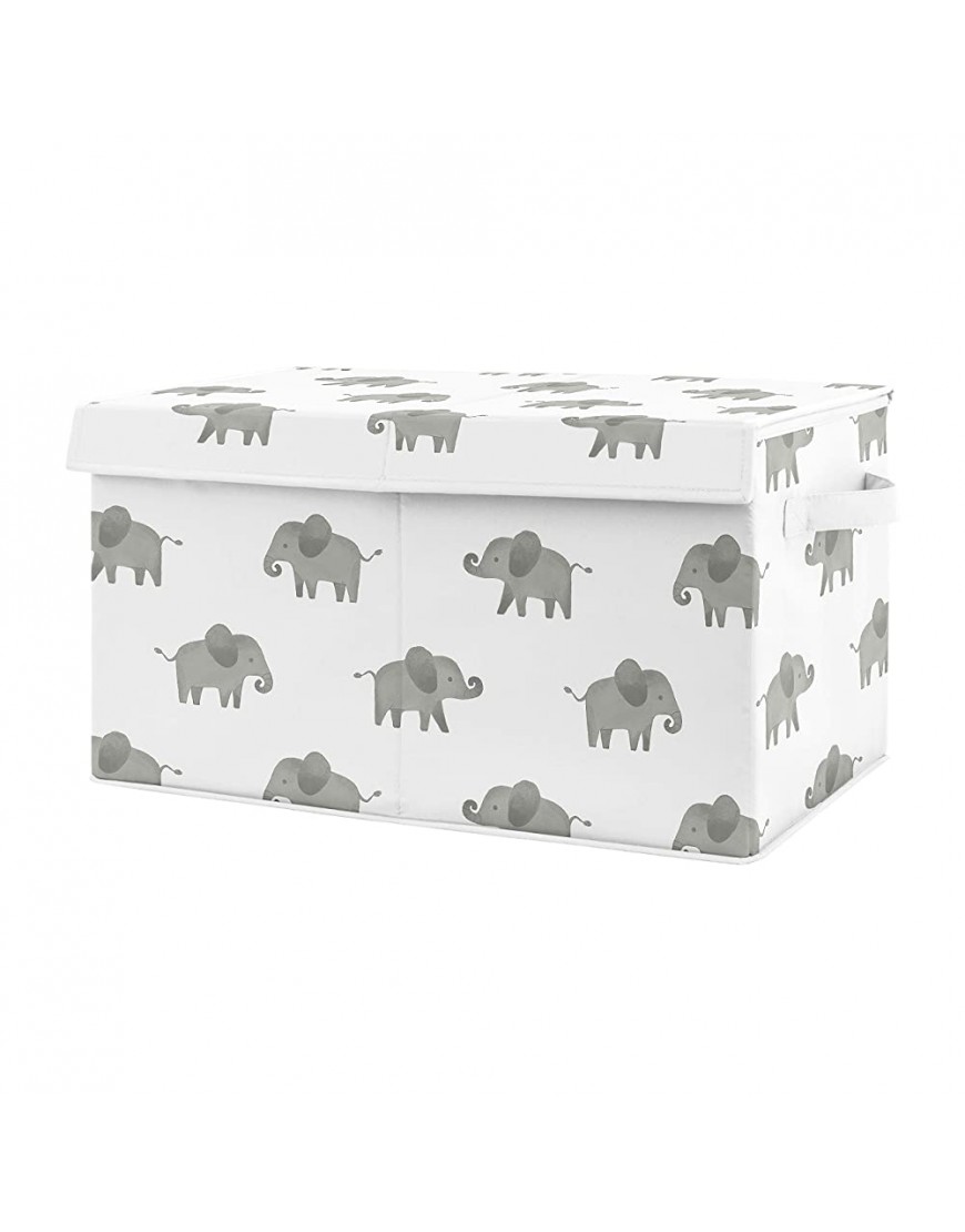 Sweet Jojo Designs Grey and White Elephant Boy or Girl Small Fabric Toy Bin Storage Box Chest for Baby Nursery or Kids Room Gray Watercolor Safari Jungle Animal - B2ZR09EL1