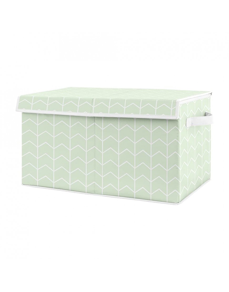 Sweet Jojo Designs Mint Chevron Arrow Boy or Girl Small Fabric Toy Bin Storage Box Chest for Baby Nursery or Kids Room Gender Neutral Green and White for The Watercolor Elephant Safari Collection - BQWSUNJJS
