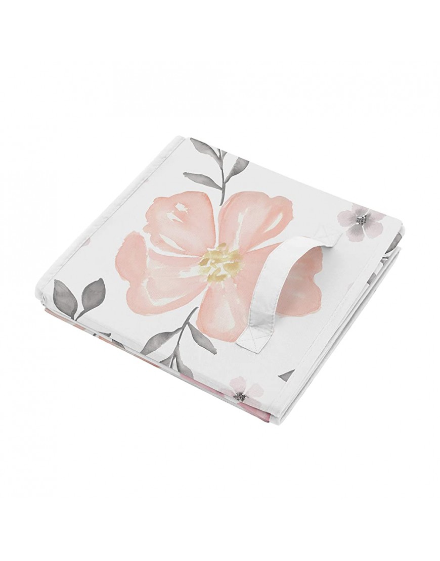 Sweet Jojo Designs Pink and Grey Rose Flower Girl Baby Nursery or Kids Room Small Fabric Toy Bin Storage Box Chest for Watercolor Floral Collection - BXP46ZSVQ