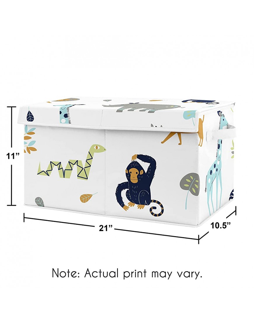 Sweet Jojo Designs Safari Animals  Boy Small Fabric Toy Bin Storage Box Chest for Baby Nursery or Kids Room Turquoise and Navy Blue Mod Jungle Lion Monkey Giraffe - BDE9CXXEO