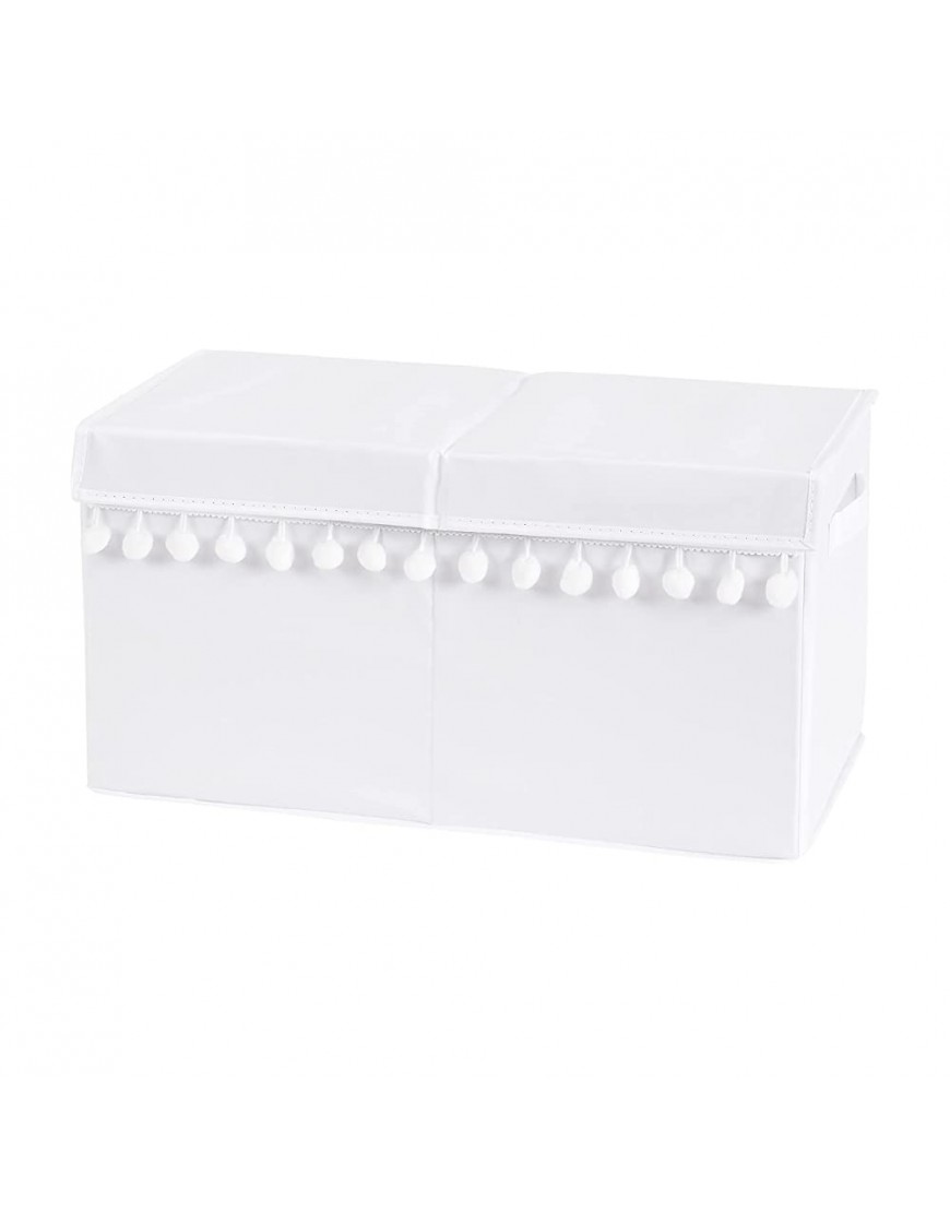 Sweet Jojo Designs White Boy or Girl Small Fabric Toy Bin Storage Box Chest for Baby Nursery or Kids Room Gender Neutral Solid Color Bohemian Southwest Tribal Pom Pom for Llama Collection - B0CDCRGEZ