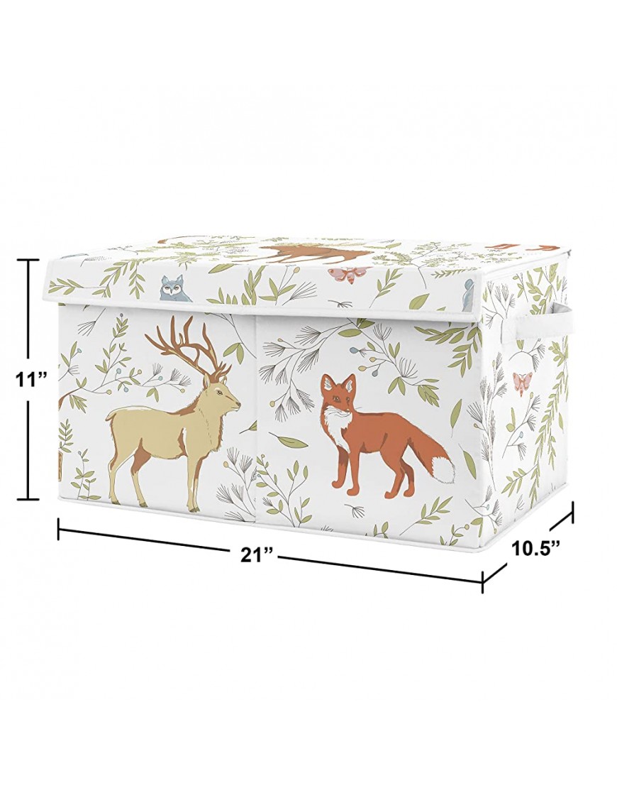 Sweet Jojo Designs Woodland Animal Toile Boy or Girl Small Fabric Toy Bin Storage Box Chest for Baby Nursery or Kids Room Grey Green and Brown Bear Deer Fox - BGW38NEIU
