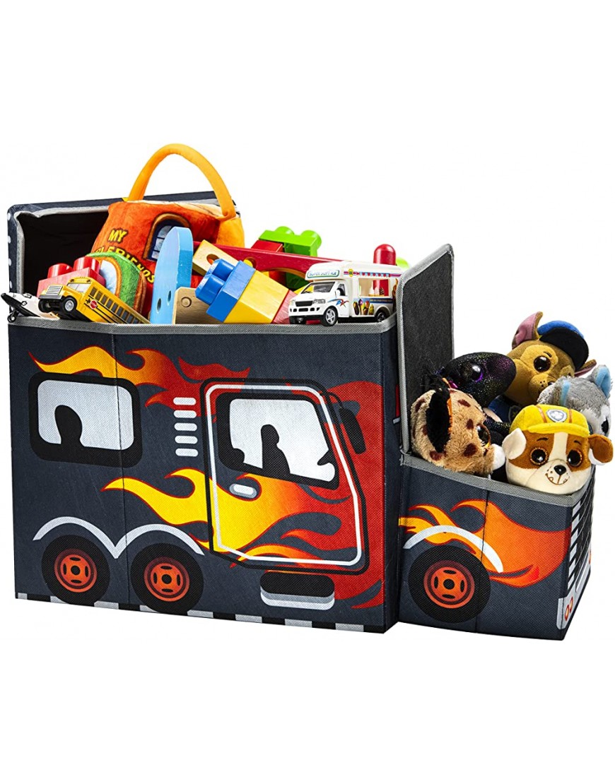 Toy box for boys Junior size interactive Light up LED Toy chest KAP Children's Decorative Racing Truck Storage Bin Toy Storage Foldable Storage Toy Box Pop up Organizer Racing Collection - BG00NVL9T