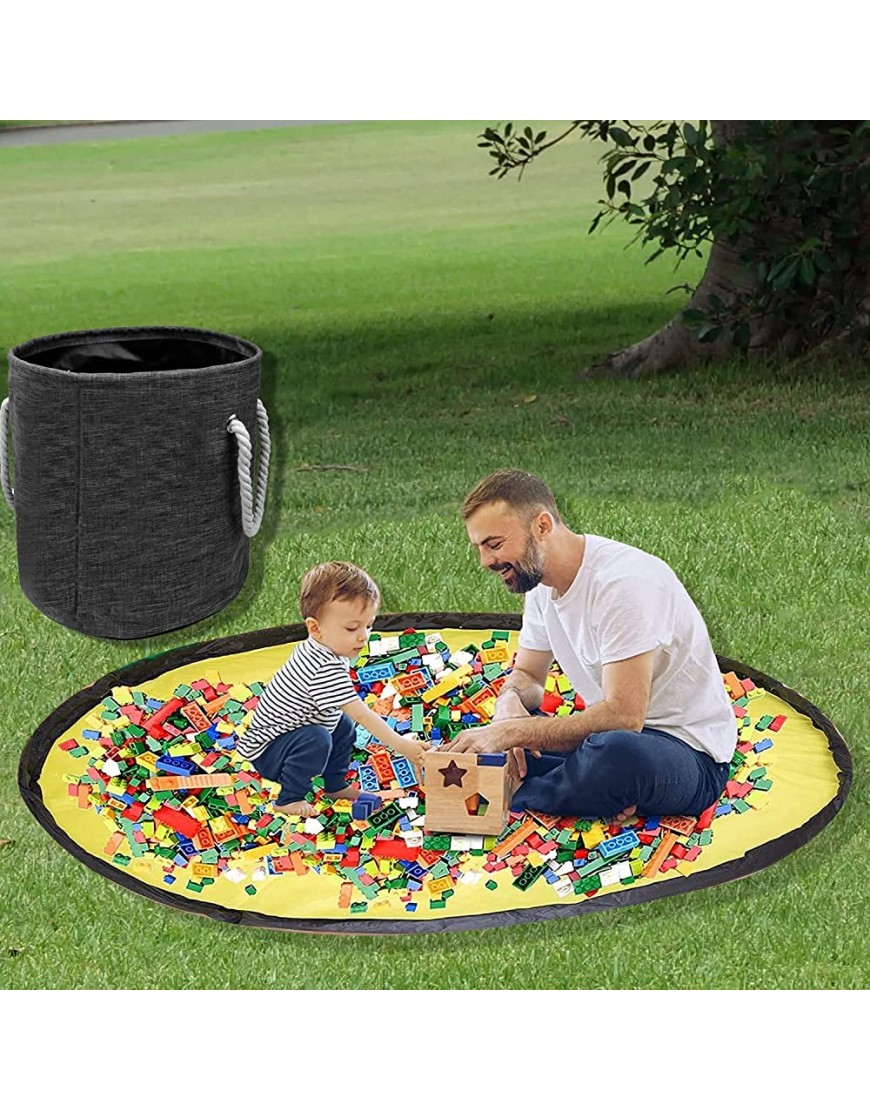 Toy Storage Basket Play Mat for Kids Outdoor Indoor Organizer Storage Bin for Block Game Toys Portable Container Storage Toy Box for Boys & Girls Playroom Storage Holders Black ，11x12 inches - BIC542TQJ