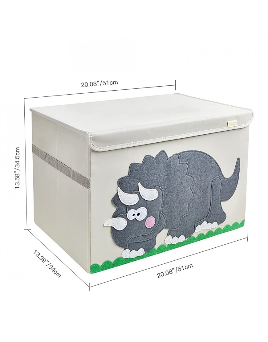 Zonyon Collapsible Toy Box,Storage Chest Organizer with Lid for Children Decorative Kids’ Toy Container for Boys,Girls,Toddlers Dog Toys,Bedroom,Closet Triceratops Dinosaur - BBH25E8PK