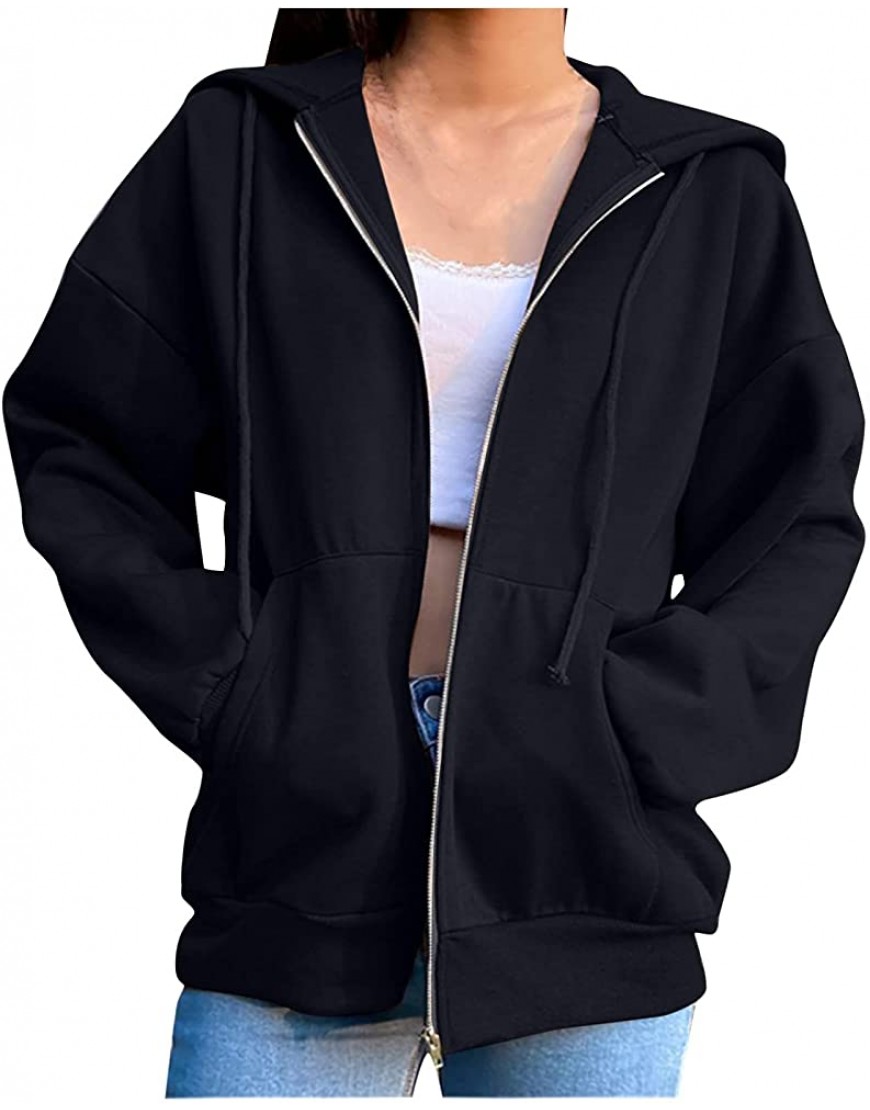 Full Zip Hoodies for Women Fashion Long Sleeve Christmas Elk Print Sweatshirt Casual Pockets Blouse Tops Coat - BSF6DPP8P