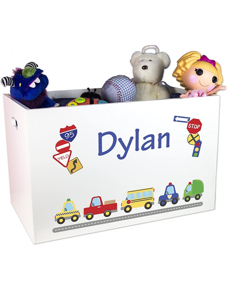 MyBambino Boy's Personalized Toy Box Cars & Trucks - B4BTMGPF6