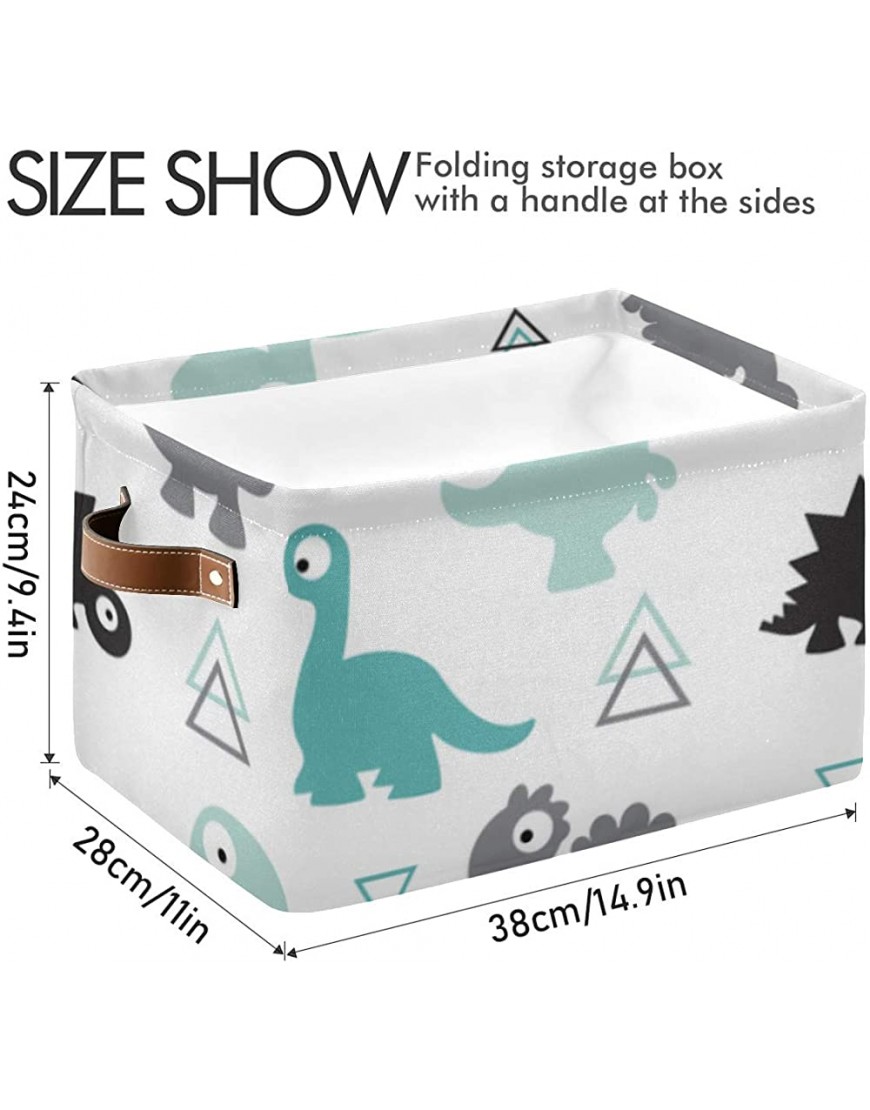 Rectangular Storage Bins Baby Dinosaur Cute Cartoon Decorative Storage Box With Strong Pu Leather Handle Waterproof Storage Boxes Decorative For Office Bedroom Living Room Home Kids Clothes&toys - BSMZ7D4AL