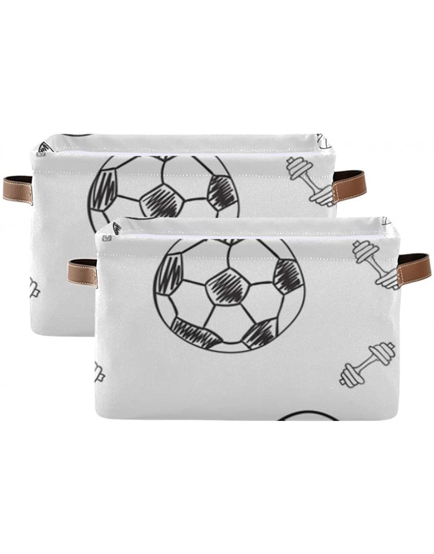 Rectangular Storage Containers Basketball Cartoon Sport Toys Storage Drawers Organizer With Strong Pu Leather Handle Waterproof Decorative Storage For Office Bedroom Living Room Home Kids Clothes&toy - BNSLV7LES