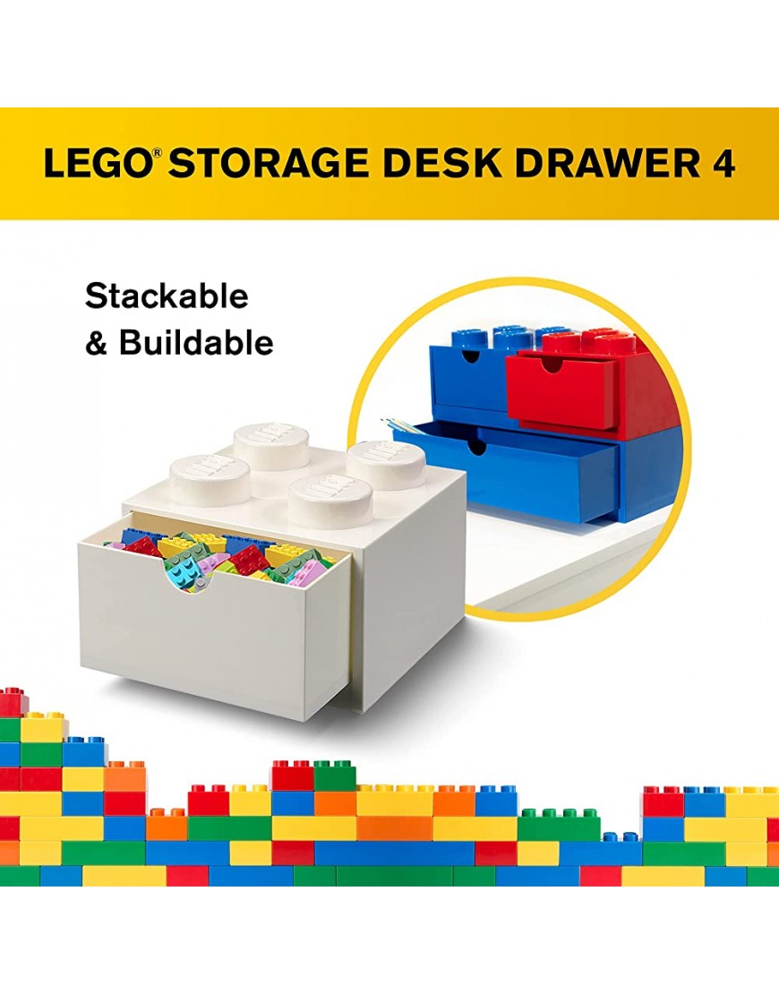 Room Copenhagen Lego Desk Drawer Stackable Tabletop Storage 6.2” x 6.2” x 4.5” Brick 4 White 40201735 - BB2LSOAVW
