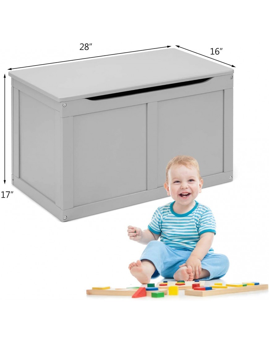 SPSUPE Kids Wooden Toy Box Children Storage Truck Bench with Flip-Top Lid 2 Safety Hinges & Groove Handle Toy Chest Storage Organizer for Playroom & Bedroom Gift for Boys Girls Age 3+ Gray - BKNXMLTM0