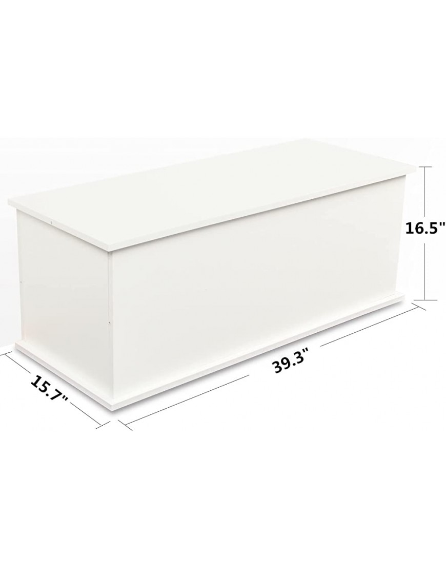 Storage Chest Trunk Kids Toy Chest Children Storage Cabinet with Flip Lid Large Storage Trunk with 2 Safety Hinges Wood Box Organizer White Toy Chest for Nursery Playroom Bedroom Living Room - B1CS2X6EO