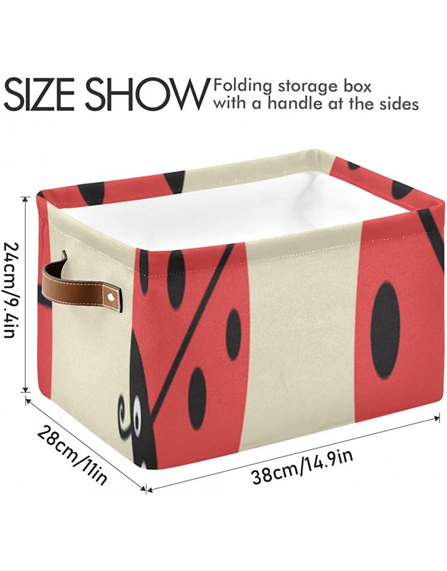 WIEDLKL Rectangular Decorative Basket Black Red Dot Ladybug Storage Box with Strong Pu Leather Handle Waterproof Pretty Storage Boxes for Office Bedroom Living Room Home Kids Clothes&Toys - BUBNPIMWN