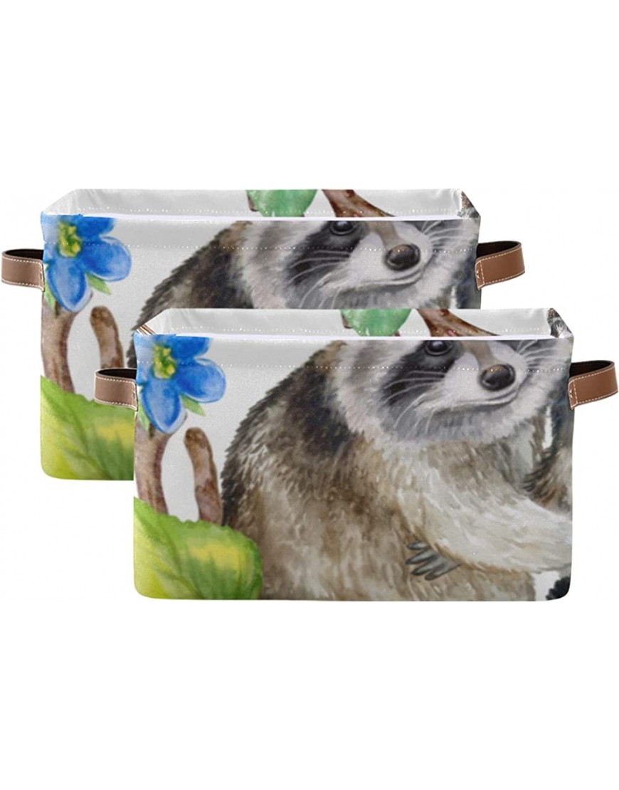 WIEDLKL Rectangular Storage Cute Lovely Raccoon Collapsible Storage Boxes with Strong Pu Leather Handle Waterproof Decorative Storage for Office Bedroom Living Room Home Kids Clothes&Toys - B1M3J04VA