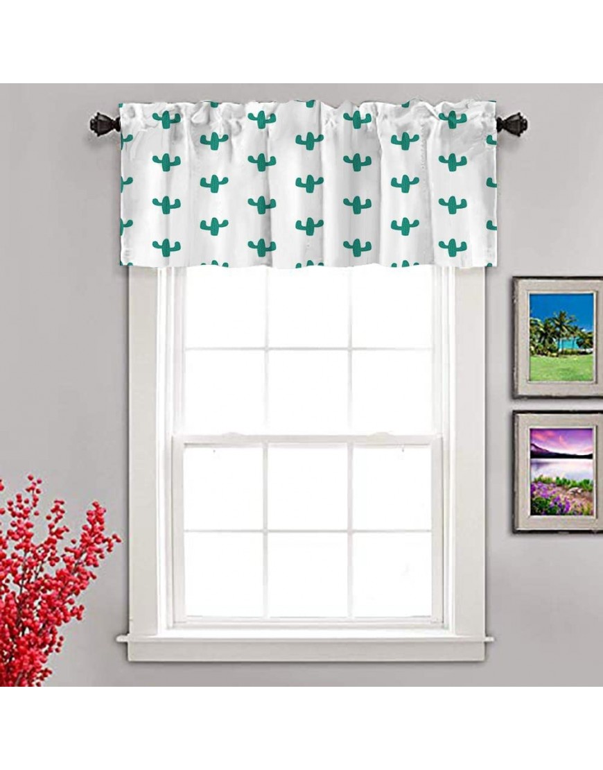 Asdecmoly Window Valance 52x18 Inch Handdrawn Cacti Image Green Cactus Children Room Textile Clothes Cards Wrapping Paper Curtain Valances for Woman Man - BJD8PT1LQ