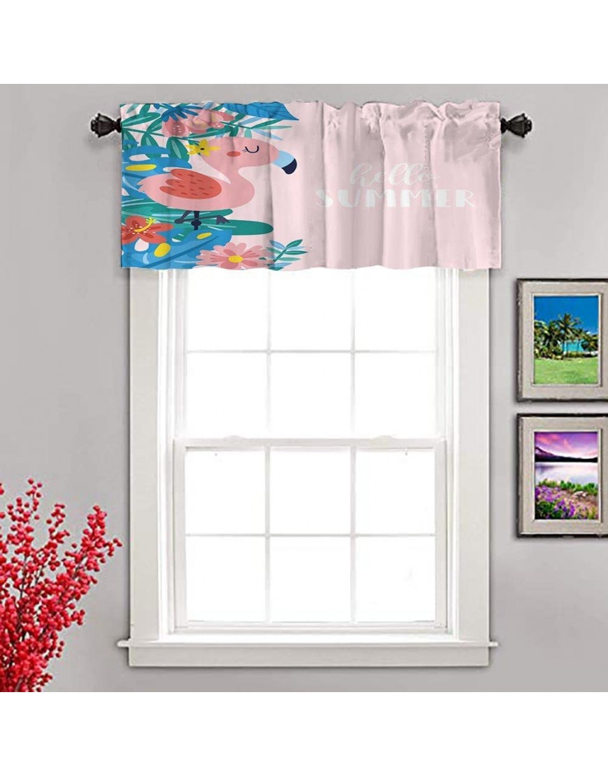 Asdecmoly Window Valance 52x18 Inch Tropical Summer Cute Childish Print Cards Stickers Nursery Decoration Curtain Valances for Kitchen Woman - BIAN8IUWA