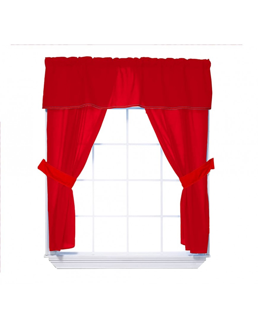 Baby Doll Bedding Solid 5-Piece Window Valance Curtain Set Red - BRR11IRLM