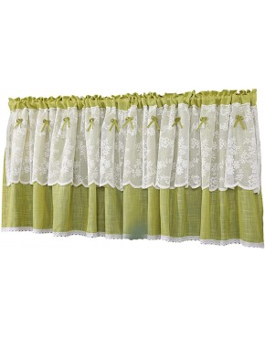 GUAWJRZDP Short Curtains Green Translucent Small Fresh Curtains White Lace Decorative Translucent Curtains are Suitable for Kitchen Cafe Bathroom - BC2LWR39B