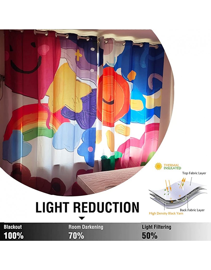 JIANM Blackout Curtains for Bedroom Children's Cute Cartoon Graffiti Window Treatments Interesting Color Psychotherapy Europe's Most Popular Color Therapy Regulates Body Mind Color - B34TGIU95
