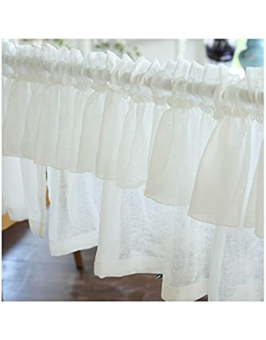 JIANM Pure Color Cotton and Linen Valance Curtain White Half Curtain Rod Pocket Cafe Short Tier Curtains White for Kitchen Bathroom Window Curtain - BFVK7ON1V