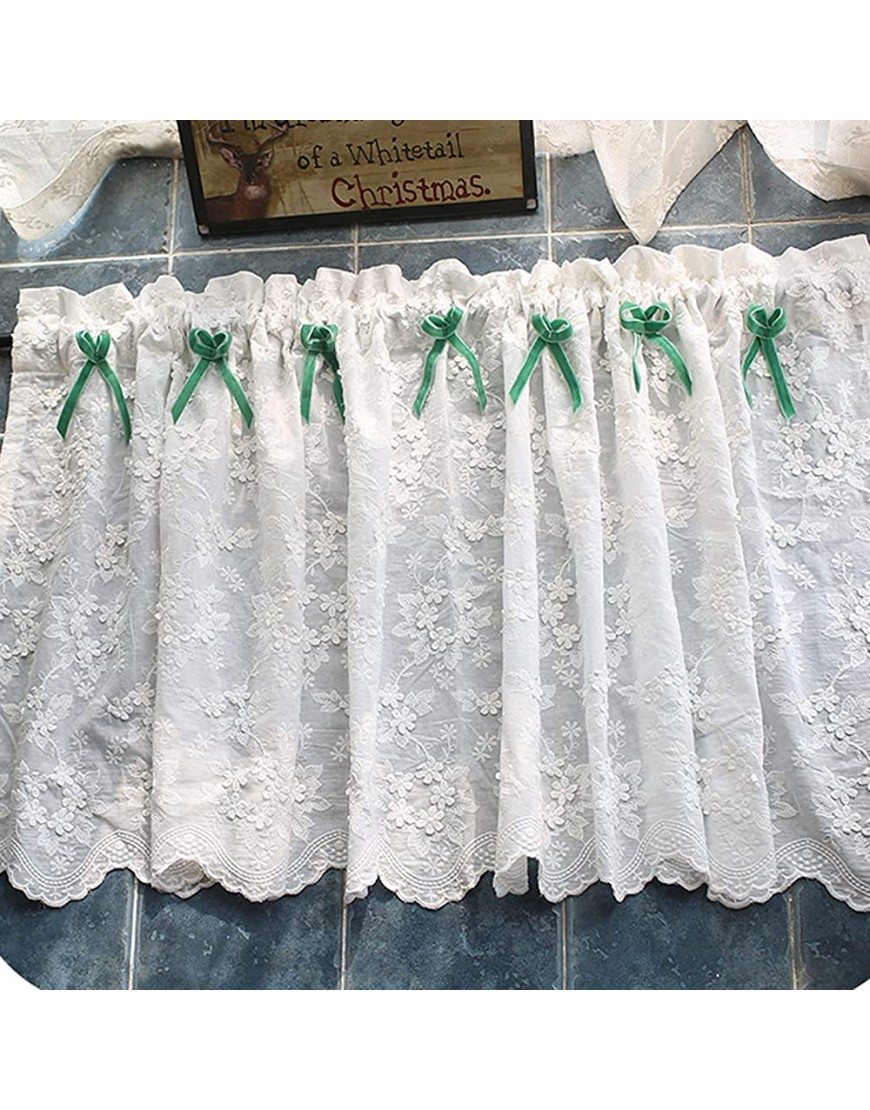 Lace Fabric Applique net Lace Fabric Material White Lace Short Curtain for Kitchen Leaf Floral Drape Curtain Rod Pocket Top Voile Window Treatment Half Window Tier for Cafe Small Bathroom 1 Pc - BXCUAWH0K