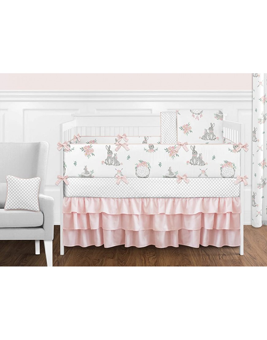 Sweet Jojo Designs Grey and White Lattice Window Treatment Valance for Gray Bunny Floral Collection - B0OQRZCIH