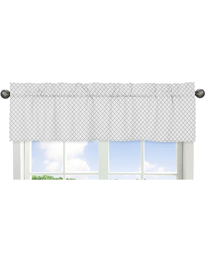 Sweet Jojo Designs Grey and White Lattice Window Treatment Valance for Gray Bunny Floral Collection - B0OQRZCIH