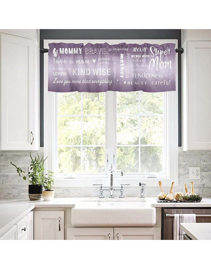 Valance Curtains Carnation Mother Baby Windows Treatment Decor Super Mom Purple Gradient Valances Rod Pocket Short Curtain for Kitchen Dining Room 54x18 Inches - B882NH9TC