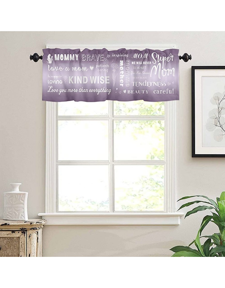 Valance Curtains Carnation Mother Baby Windows Treatment Decor Super Mom Purple Gradient Valances Rod Pocket Short Curtain for Kitchen Dining Room 54x18 Inches - B882NH9TC